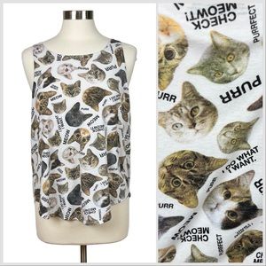 Freeze Cat Face Print Tank Top